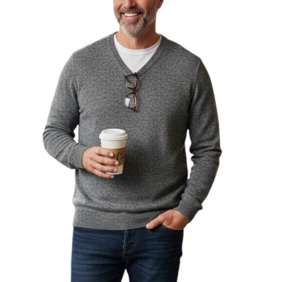 Nordstrom Other - Nordstrom Cashmere Blend Sweater Men’s XL Black V Neck Lightweight Pullover Dad